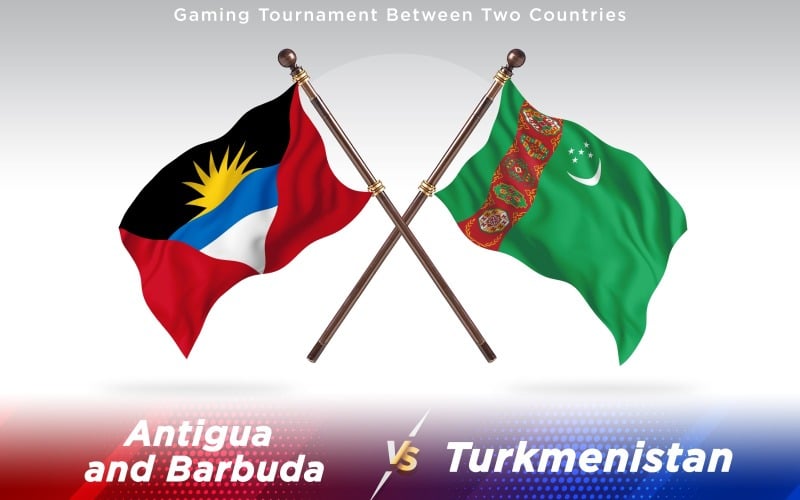 Antigua versus Turkmenistan Two Countries Flags - Illustration
