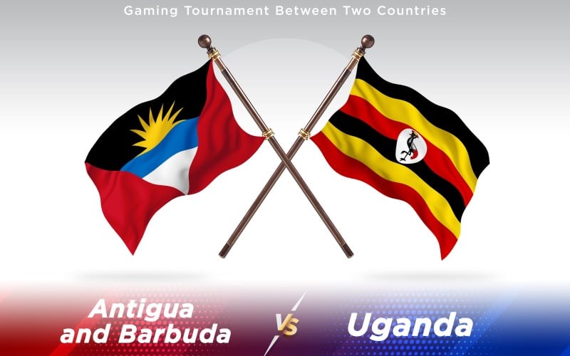 Antigua versus Uganda Two Countries Flags - Illustration