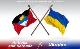 Antigua versus Ukraine Two Countries Flags - Illustration