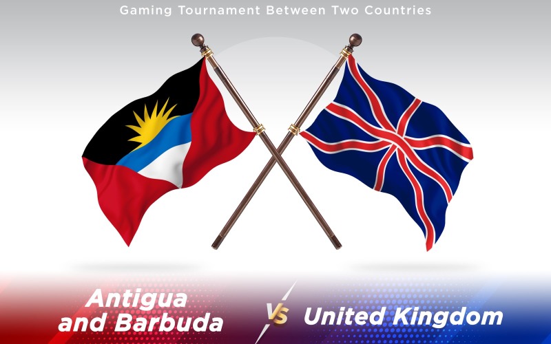 Antigua versus United Kingdom Two Countries Flags - Illustration