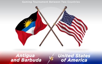Antigua versus United States of America Two Countries Flags - Illustration
