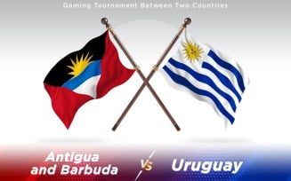 Antigua versus Uruguay Two Countries Flags - Illustration