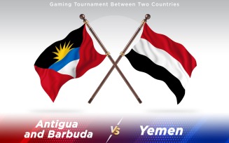 Antigua versus Yemen Two Countries Flags - Illustration