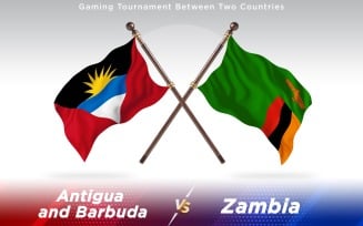 Antigua versus Zambia Two Countries Flags - Illustration