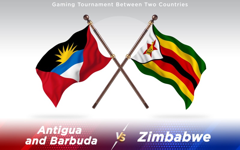 Antigua versus Zimbabwe Two Countries Flags - Illustration