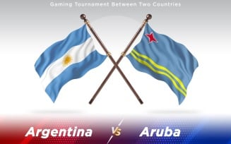 Argentina versus Aruba Two Countries Flags - Illustration