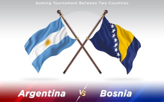 Argentina versus Bosnia Two Countries Flags - Illustration