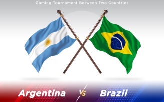 Argentina versus Brazil Two Countries Flags - Illustration