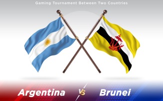 Argentina versus Brunei Two Countries Flags - Illustration