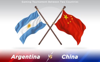 Argentina versus China Two Countries Flags - Illustration