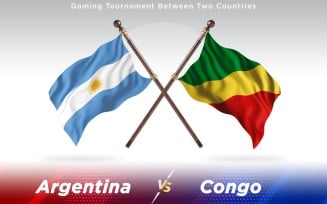 Argentina versus Congo Two Countries Flags - Illustration
