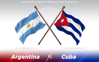 Argentina versus Cuba Two Countries Flags - Illustration