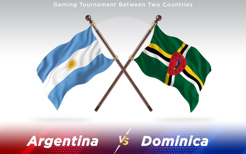 Argentina versus Dominica Two Countries Flags - Illustration