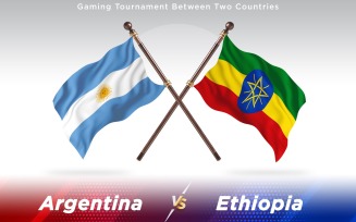 Argentina versus Ethiopia Two Countries Flags - Illustration