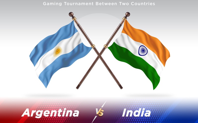 Argentina versus India Two Countries Flags - Illustration