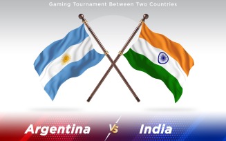 Argentina versus India Two Countries Flags - Illustration