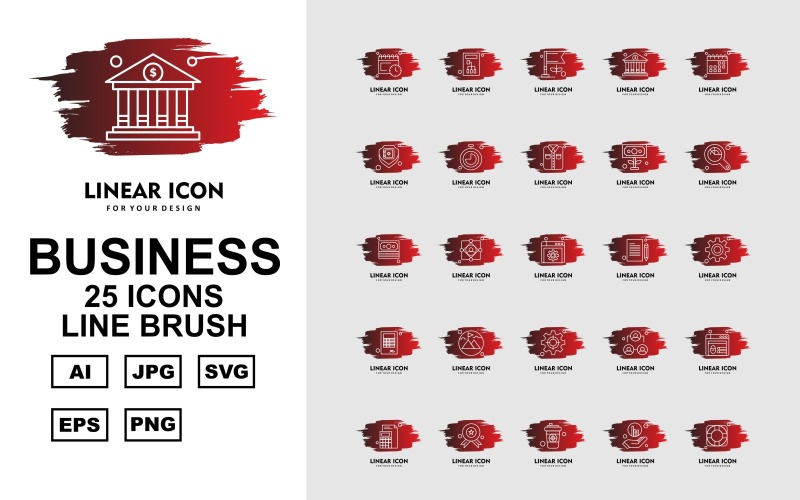 25 Premium Business Line Brush Iconset Icon Set