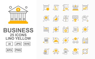 25 Premium Business Lino Yellow Iconset