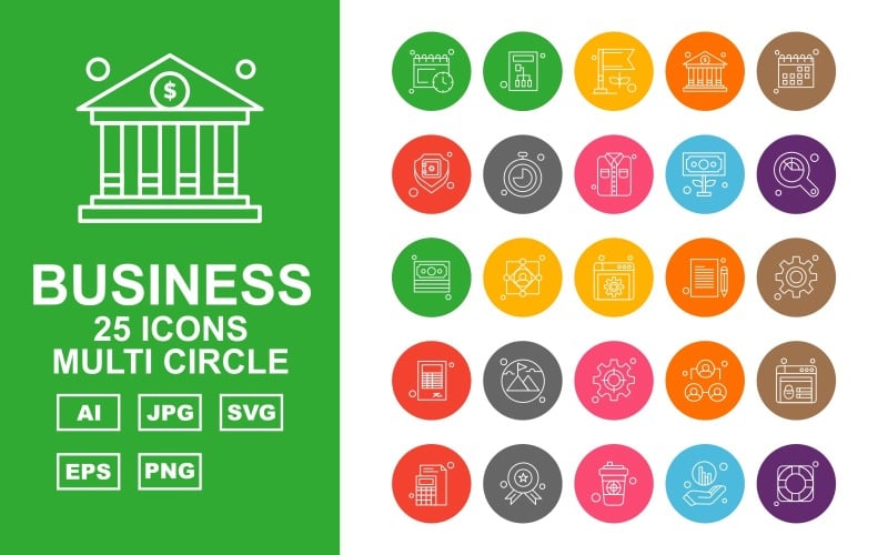 25 Premium Business Multi Circle Iconset Icon Set