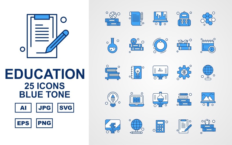 25 Premium Education Blue Tone Iconset Icon Set