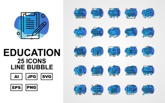 25 Premium Education Line Bubble Iconset