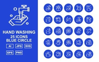 25 Premium Hand Washing Blue Circle Iconset