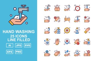 25 Premium Hand Washing Line Filled Iconset