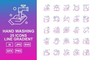 25 Premium Hand Washing Line Gradient Iconset