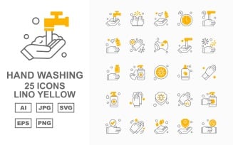 25 Premium Hand Washing Lino Yellow Iconset