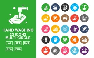 25 Premium Hand Washing Multi Circle Iconset