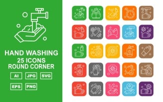 25 Premium Hand Washing Round Corner Iconset