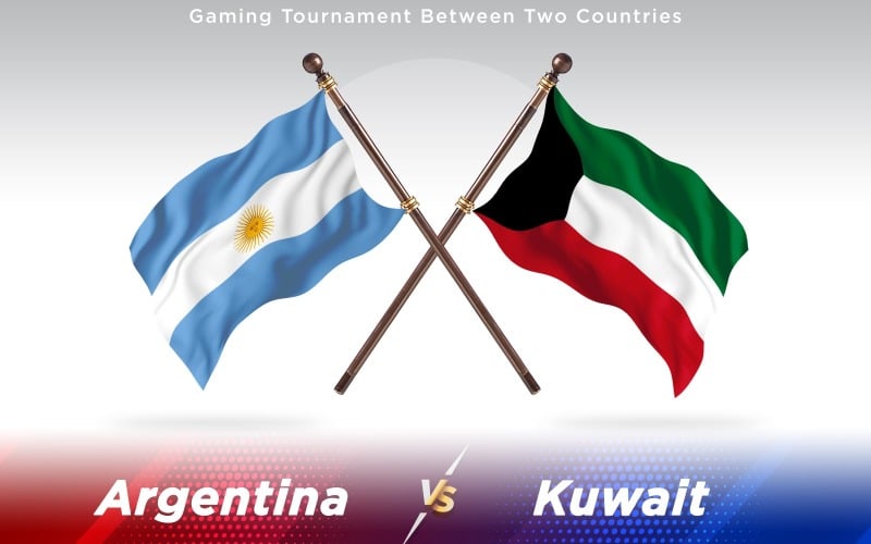 Argentina versus Kuwait Two Countries Flags - Illustration