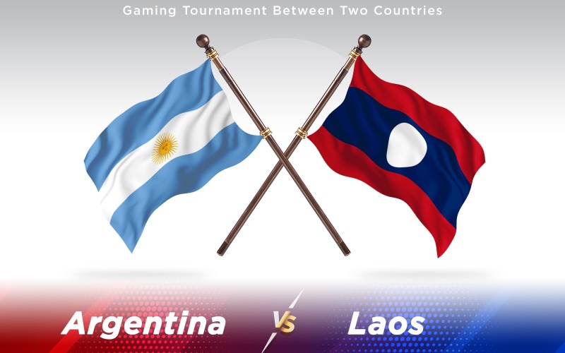 Argentina versus Laos Two Countries Flags - Illustration