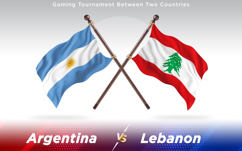 Argentina versus Lebanon Two Countries Flags - Illustration