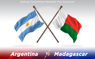 Argentina versus Madagascar Two Countries Flags - Illustration