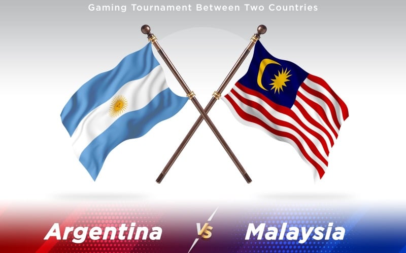 Argentina versus Malaysia Two Countries Flags - Illustration