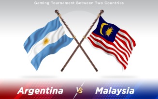 Argentina versus Malaysia Two Countries Flags - Illustration