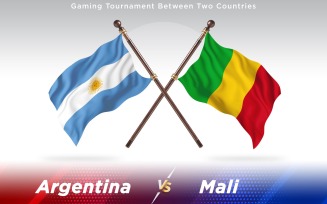 Argentina versus Mali Two Countries Flags - Illustration