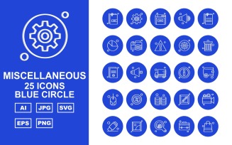 25 Premium Miscellaneous Blue Circle Iconset