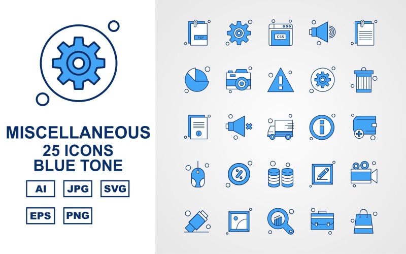 25 Premium Miscellaneous Blue Tone Iconset Icon Set