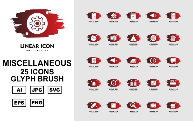 25 Premium Miscellaneous Glyph Brush Iconset Icon Set