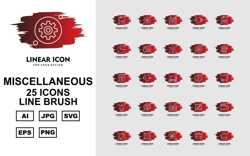 25 Premium Miscellaneous Line Brush Iconset Icon Set