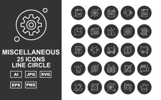25 Premium Miscellaneous Line Circle Iconset