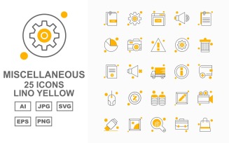 25 Premium Miscellaneous Lino Yellow Iconset