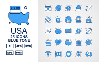 25 Premium USA Blue Tone Iconset