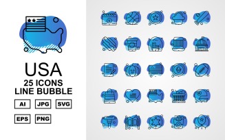 25 Premium USA Line Bubble Iconset