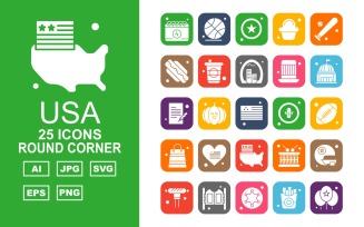 25 Premium USA Round Corner Iconset