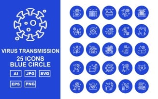 25 Premium Virus Transmission Blue Circle Iconset