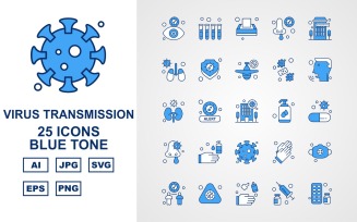 25 Premium Virus Transmission Blue Tone Iconset