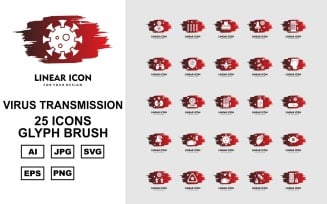 25 Premium Virus Transmission Glyph Brush Iconset